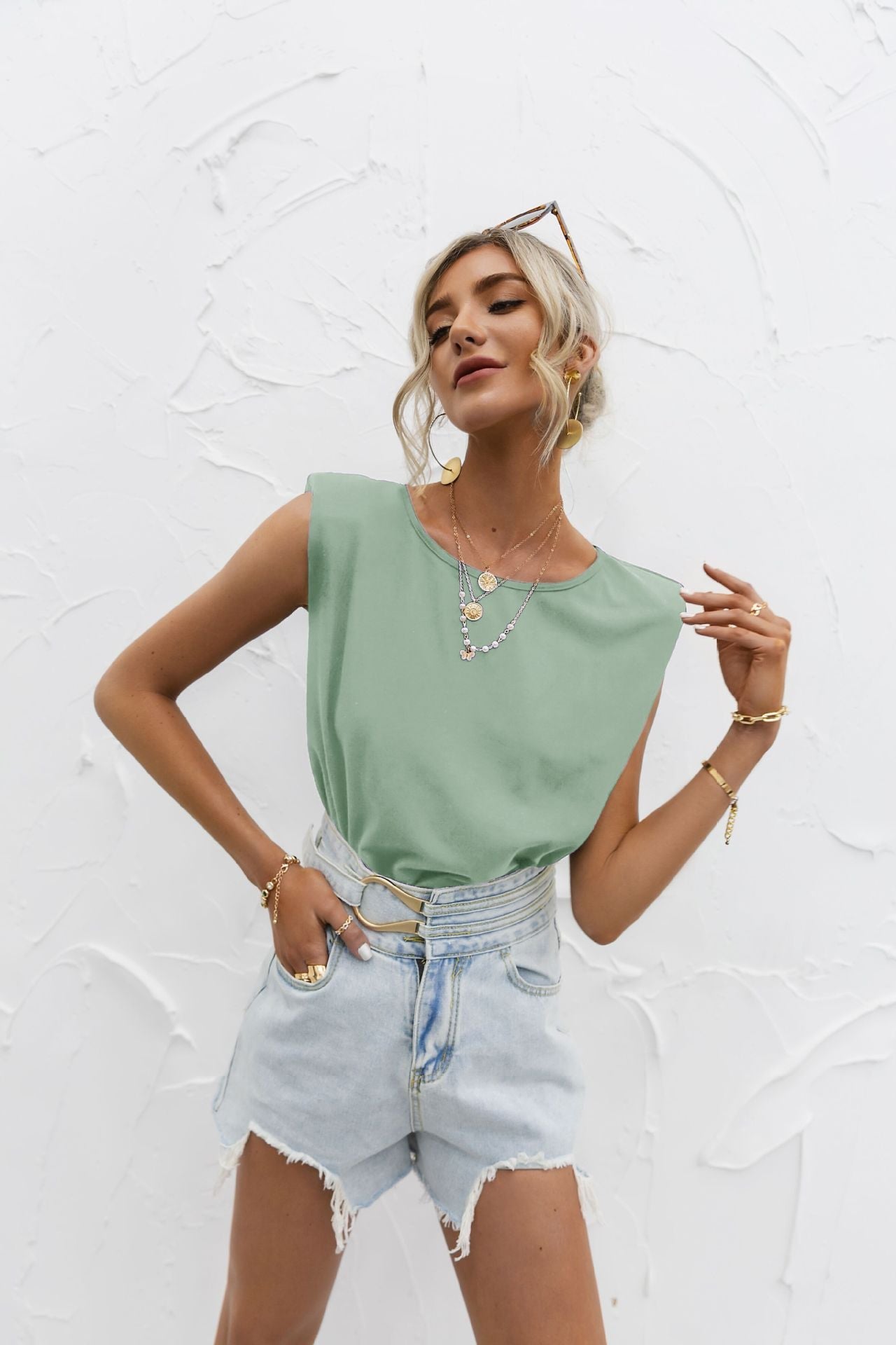 Women’s Short Sleeve Top – Relaxed Fit – Extended Shoulders – Lightweight Cotton Blend