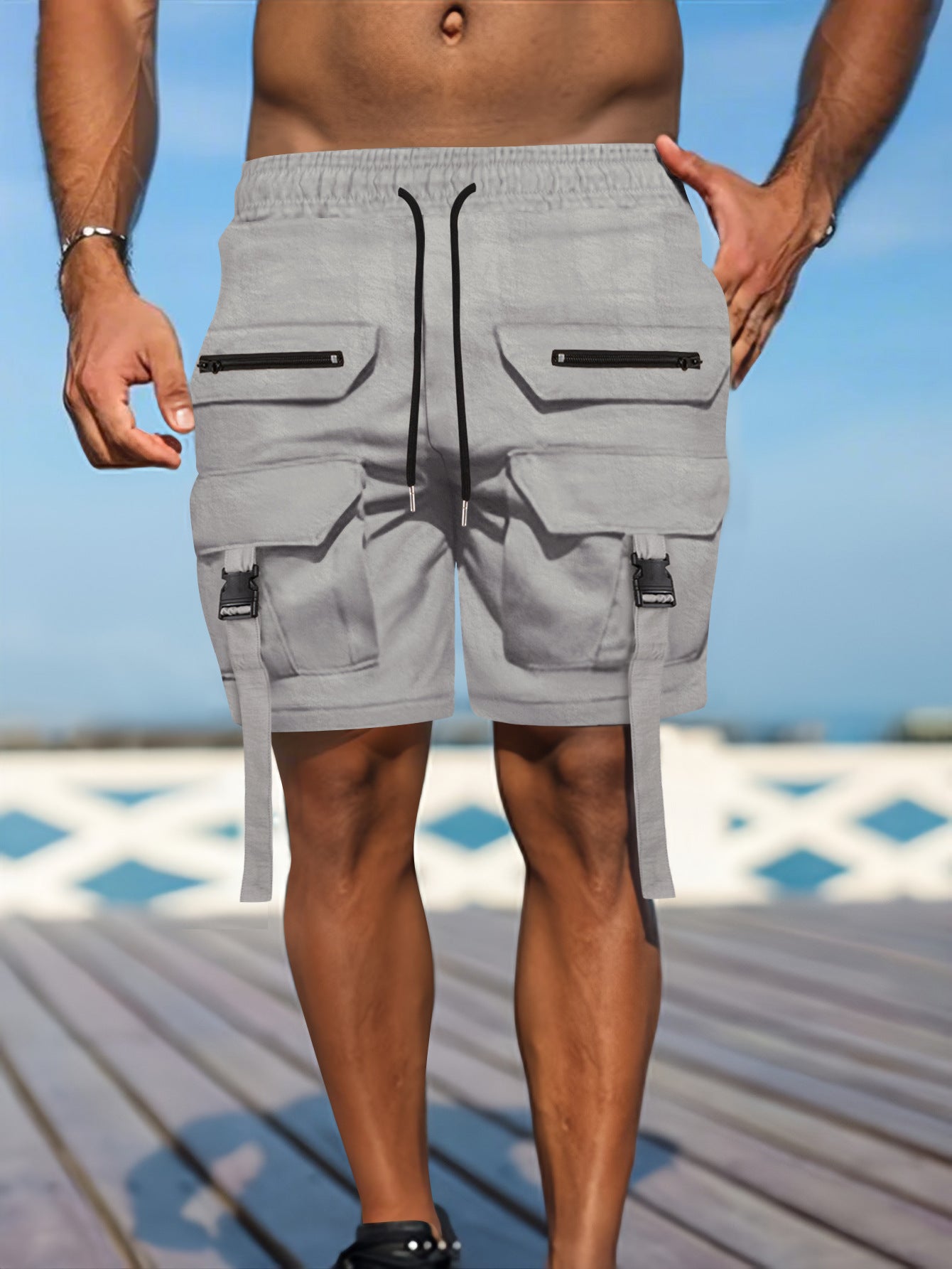 Men's Utility Shorts Regular Fit Cotton Blend Multi Pocket Cargo Style For Rugged Outdoors