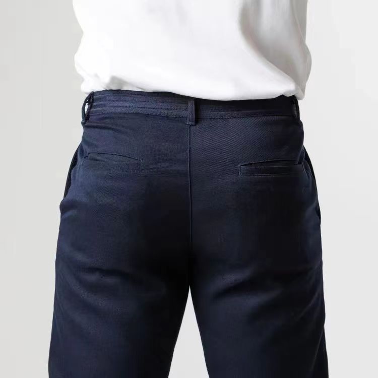 Men's Slim Fit Tapered Leg Trousers Breathable Cotton Blend Full Length Everyday Comfort