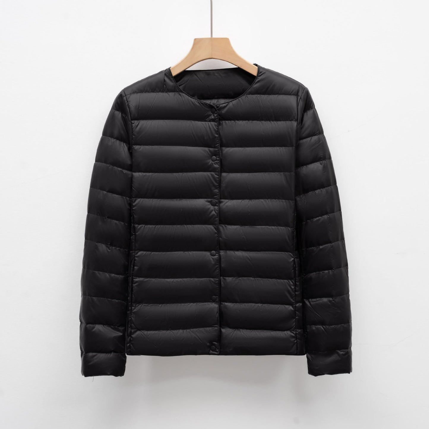 Women’s Down Jacket – Slim Fit – Lightweight Quilted – Snap Front – Hip Length