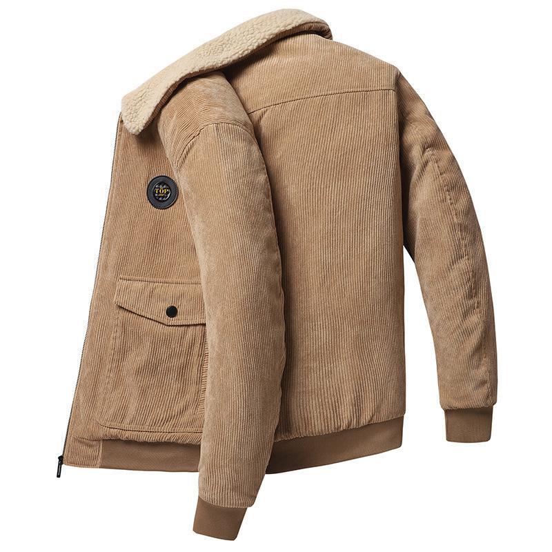 Mens Corduroy Jacket With Wool Lining Loose Fit Button Front Flap Pockets Nordisk Flair By TrendAura