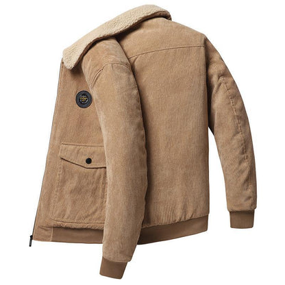 Mens Corduroy Jacket With Wool Lining Loose Fit Button Front Flap Pockets Nordisk Flair By TrendAura
