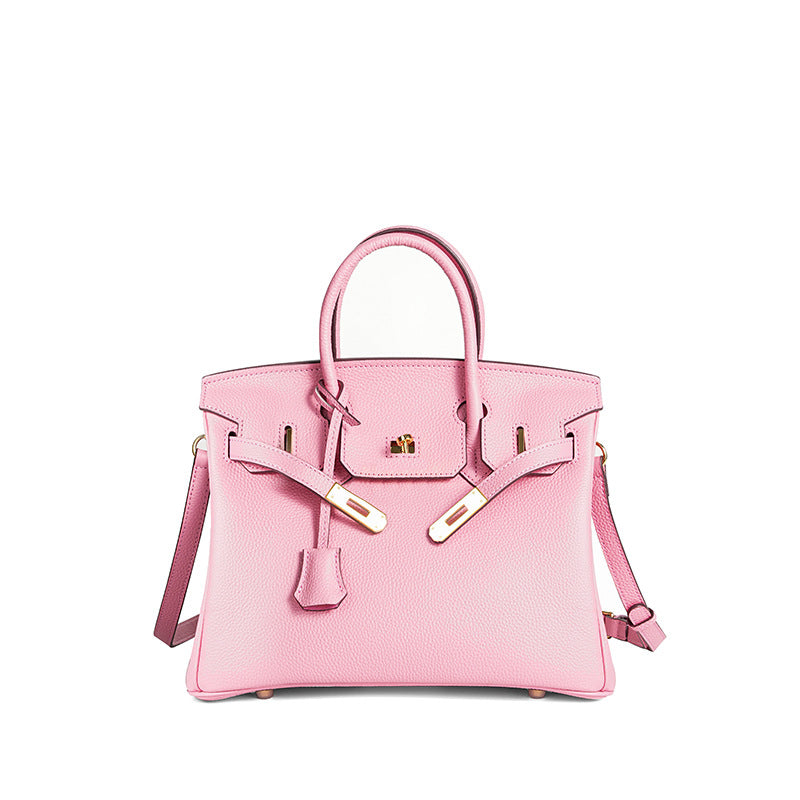 TrendAura Jessica Structured Leather Handbag - Timeless Elegance With Flap Closure And Detachable Strap