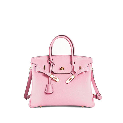 TrendAura Jessica Structured Leather Handbag - Timeless Elegance With Flap Closure And Detachable Strap
