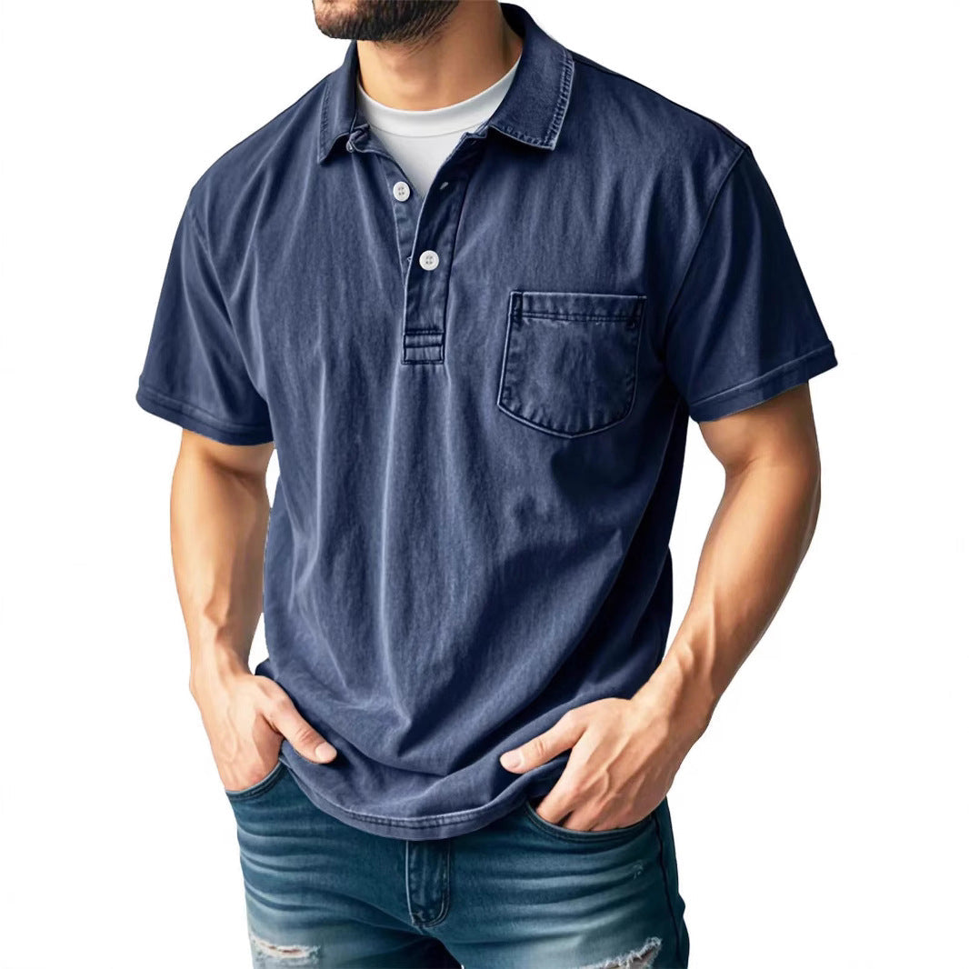 TrendAura Mens Polo Shirt Green Relaxed Fit Short Sleeve Breathable Material Chest Pocket Casual Summer Top