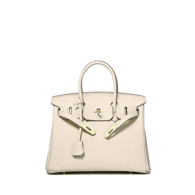 TrendAura Jessica Structured Leather Handbag - Timeless Elegance With Flap Closure And Detachable Strap