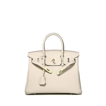 TrendAura Jessica Structured Leather Handbag - Timeless Elegance With Flap Closure And Detachable Strap