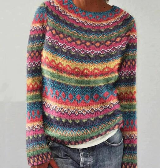 Women's sweater with mixed pattern | Long sleeves
