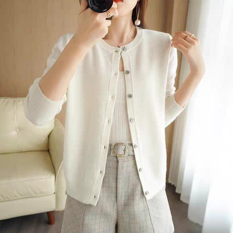 Women’s Cardigan – Relaxed Fit – Soft Knit – Button Front – Ribbed Trim