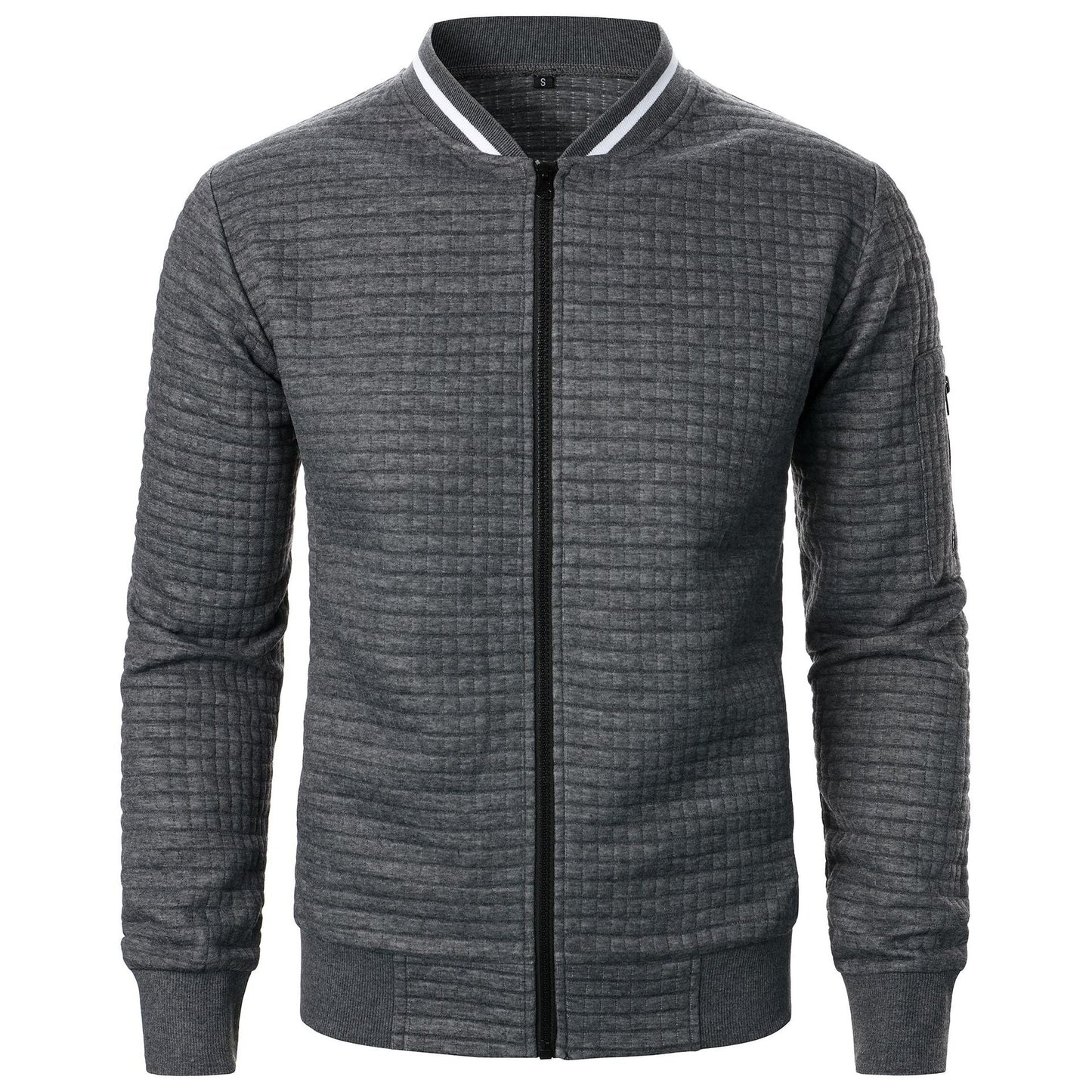 TrendAura Men's Quilted Bomber Jacket With Zipper Closure Ribbed Collar And Cuffs Regular Fit