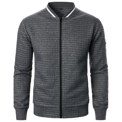 TrendAura Men's Quilted Bomber Jacket With Zipper Closure Ribbed Collar And Cuffs Regular Fit