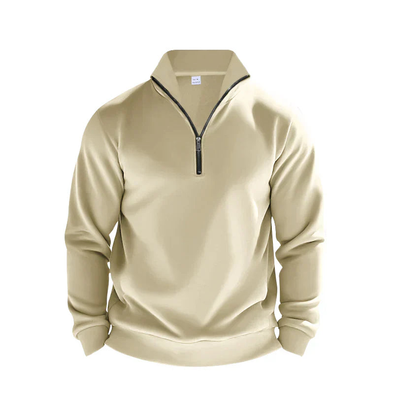 Men's Half Zip Sweater Brushed Knit Relaxed Fit Mock Neck Ribbed Trim Nordisk Flair