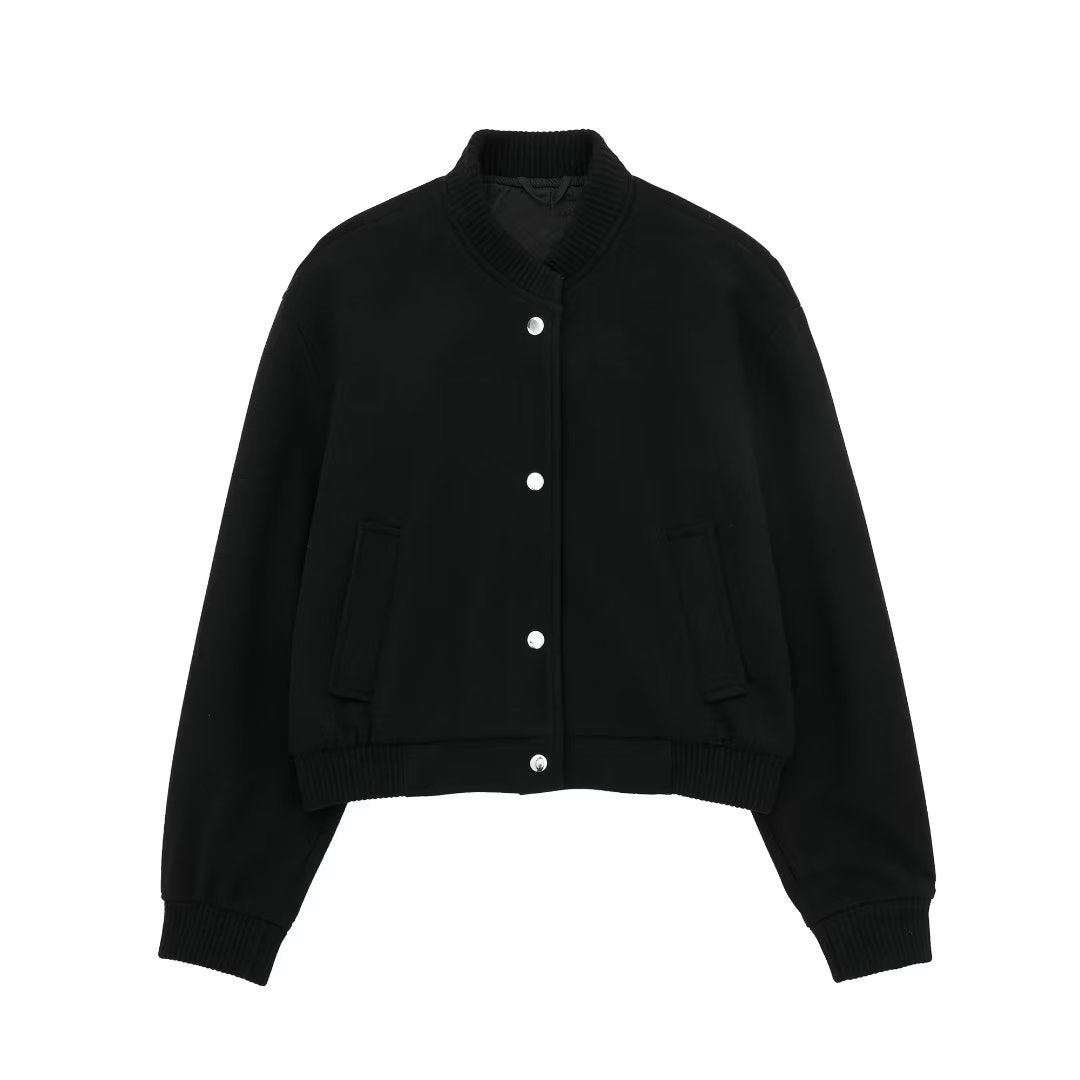 TrendAura | Pilot jacket with ribbed structure and stand-up collar