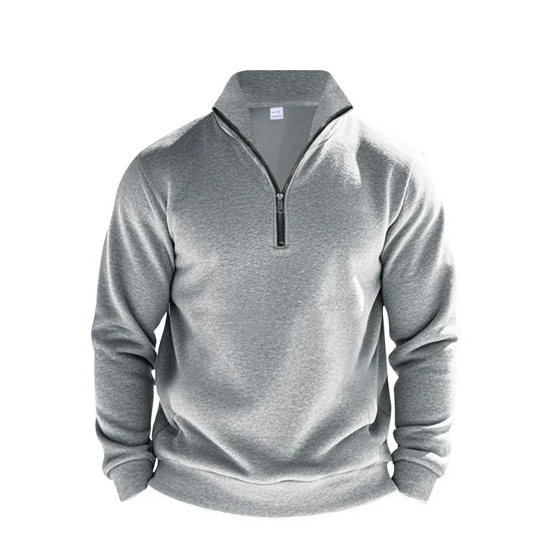 Men's Half Zip Sweater Brushed Knit Relaxed Fit Mock Neck Ribbed Trim Nordisk Flair