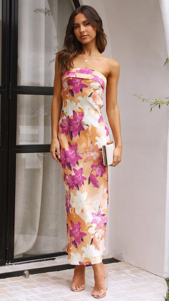 Women's Maxi Dress – Satin – Strapless – Slim Fit – Evening Wear Elegant Style