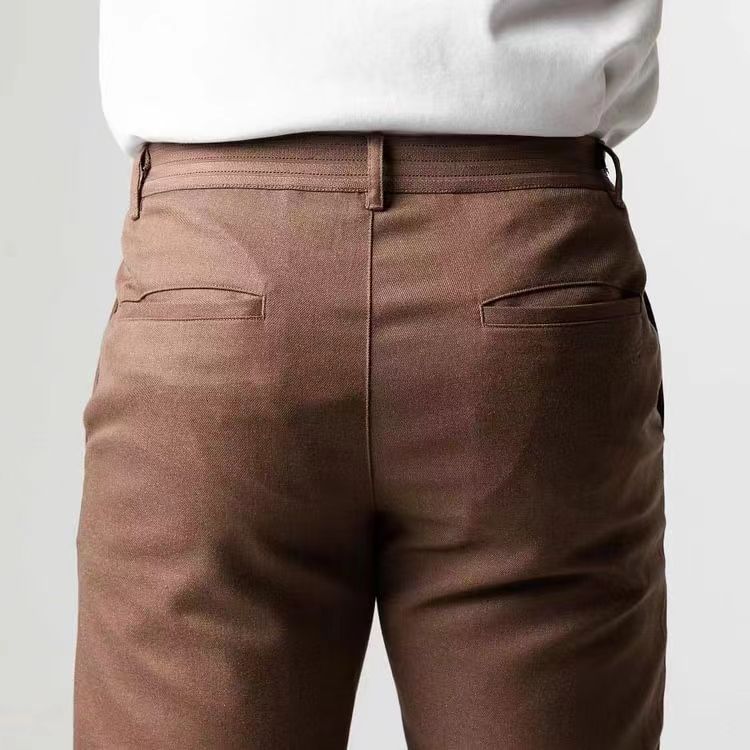 Men's Slim Fit Tapered Leg Trousers Breathable Cotton Blend Full Length Everyday Comfort