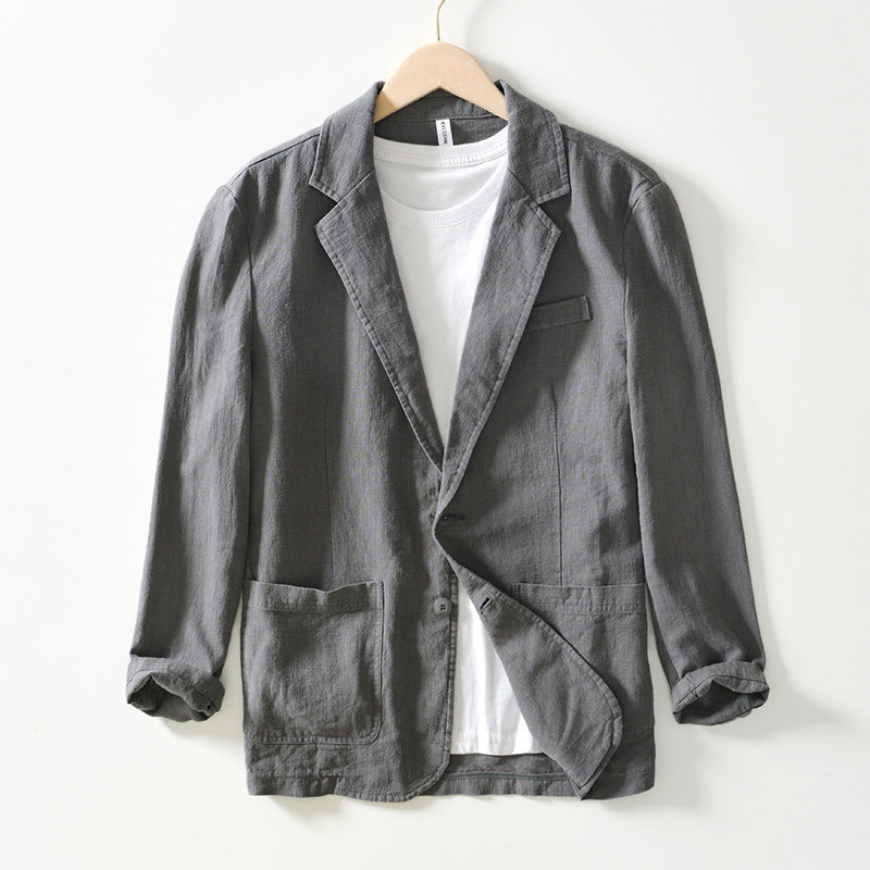 Mens Blazer Cotton Linen Mix Relaxed Fit Single Breasted With Pockets for Casual and Formal Looks