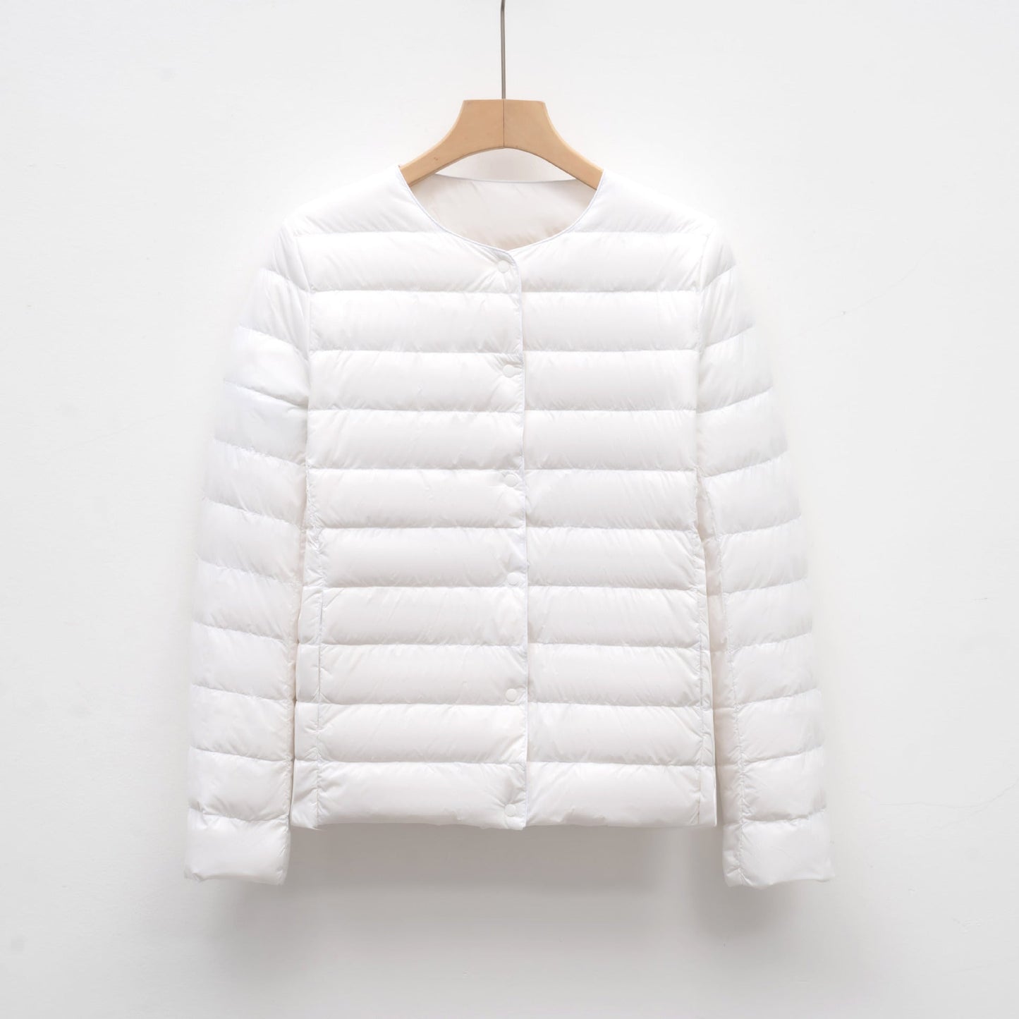 Women’s Down Jacket – Slim Fit – Lightweight Quilted – Snap Front – Hip Length