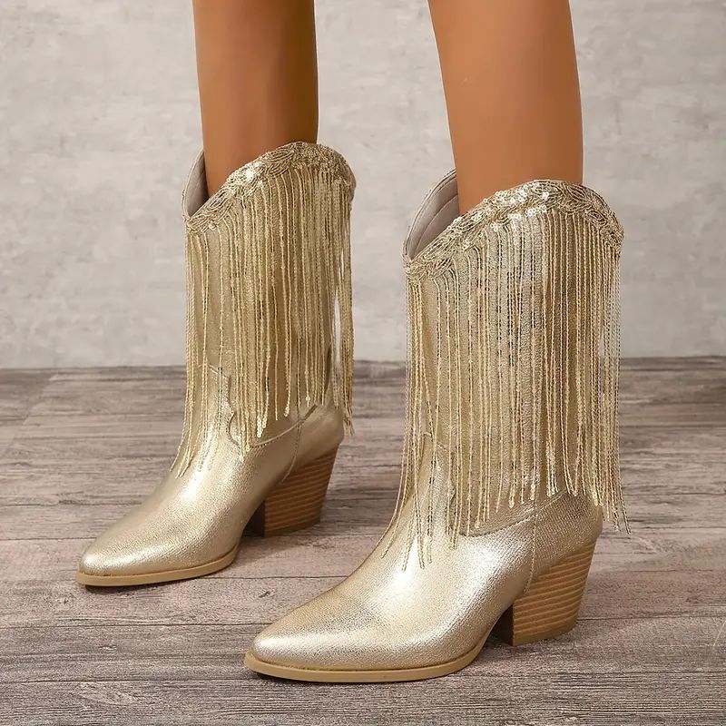 Women's Fringe Western Boots | Block Heel