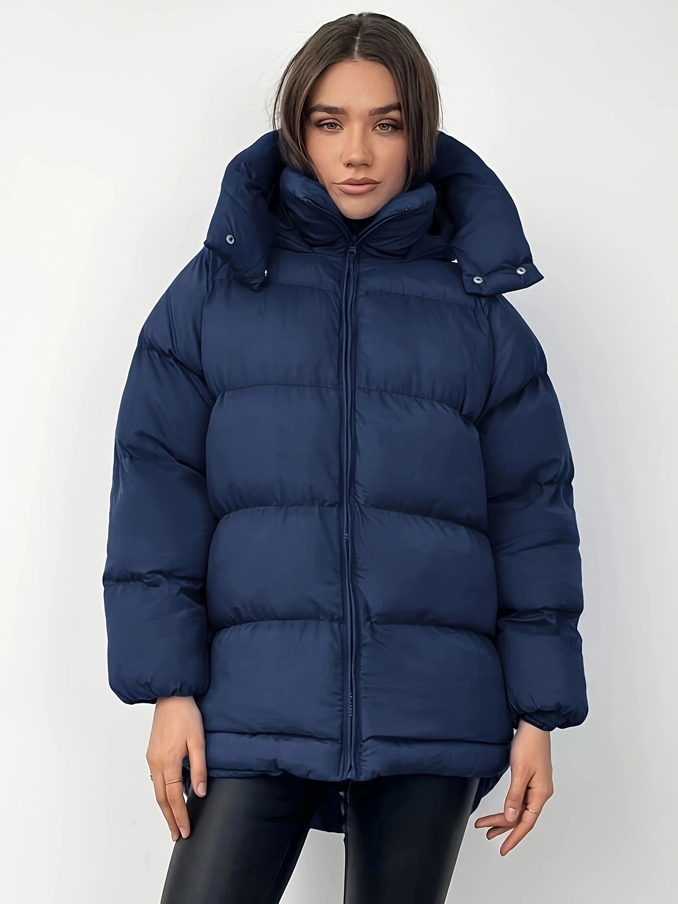 Quilted Mid-Length Coat Unisex Insulated Warmth With Thick Cotton-Polyester Fill For Winter
