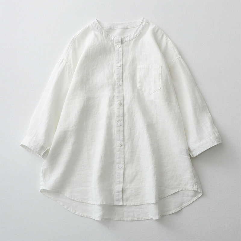 Women's Shirt – Oversized Fit – Three-Quarter Sleeves – Natural Fibers – Minimalist Design