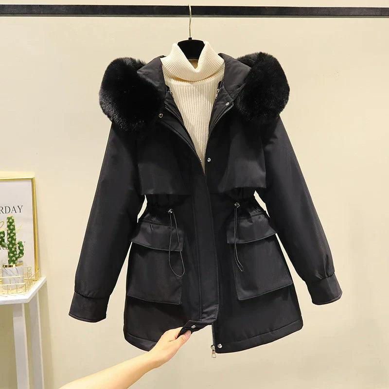 Women’s Parka Jacket – Tailored Fit – Faux Fur Hood – Quilted Lining – Zip Front