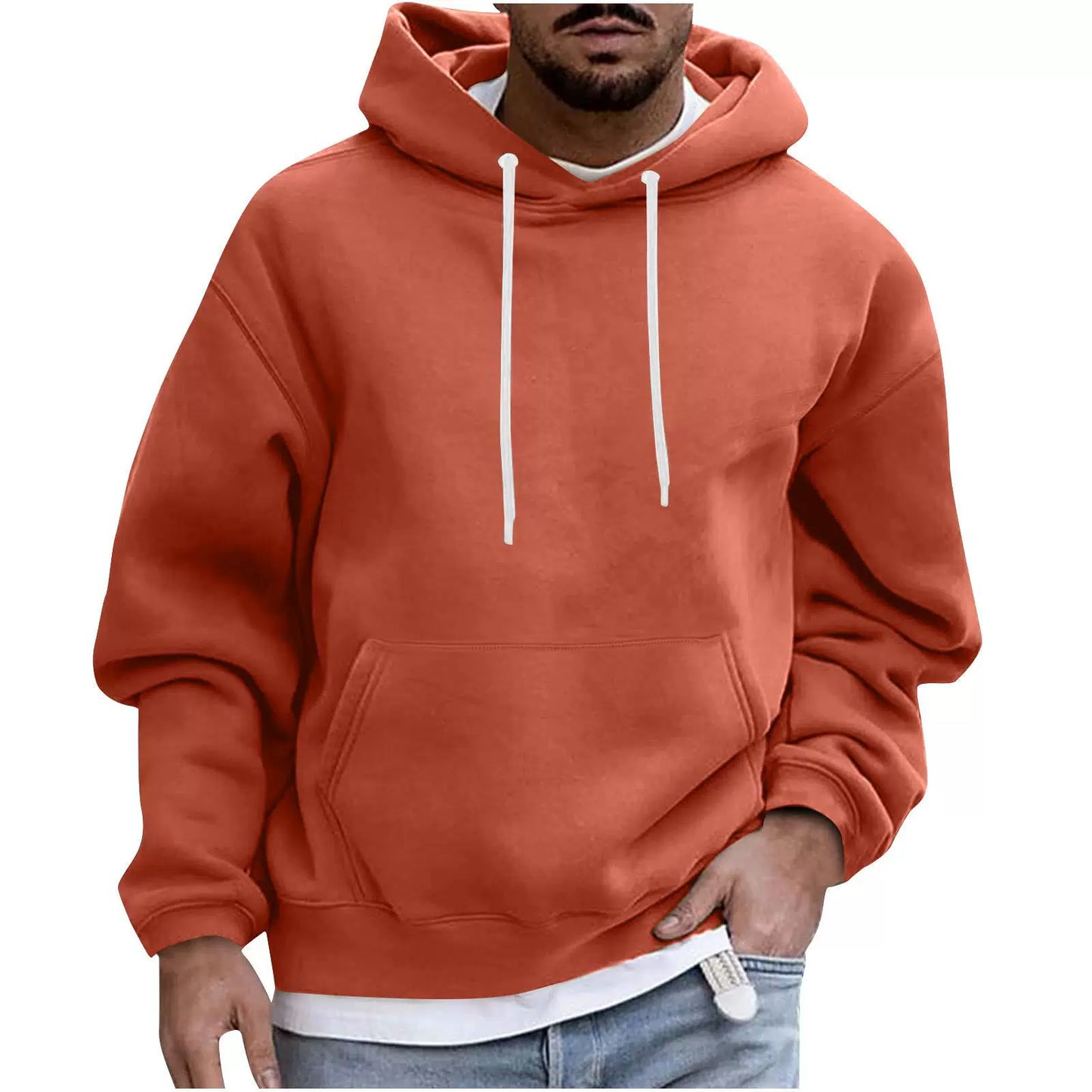 Nordisk Flair Mens Fleece Hoodie Loose Fit Drop Shoulder Kangaroo Pocket Ribbed Hem