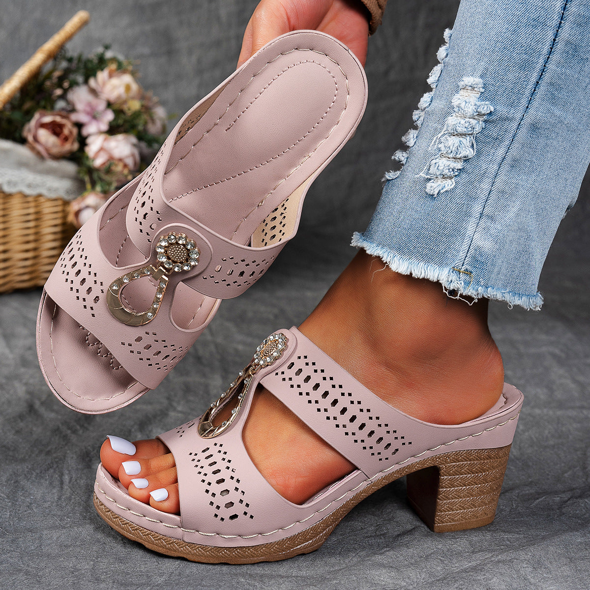 Women's Orthopaedic Rhinestone Flat Sandals