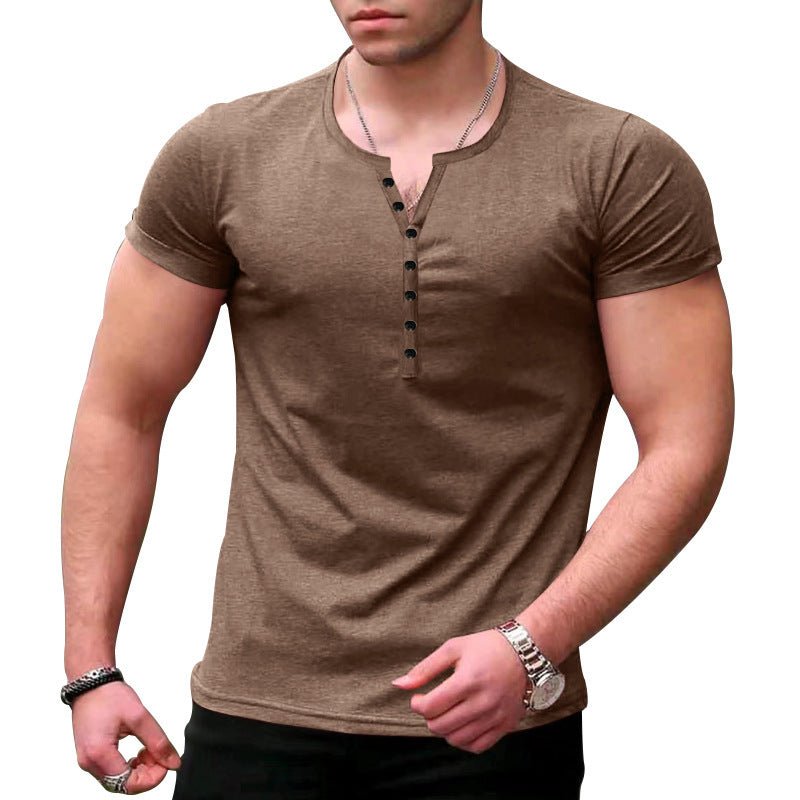TrendAura Men's Slim Fit Henley T Shirt Soft Knit Short Sleeve Casual Everyday Style
