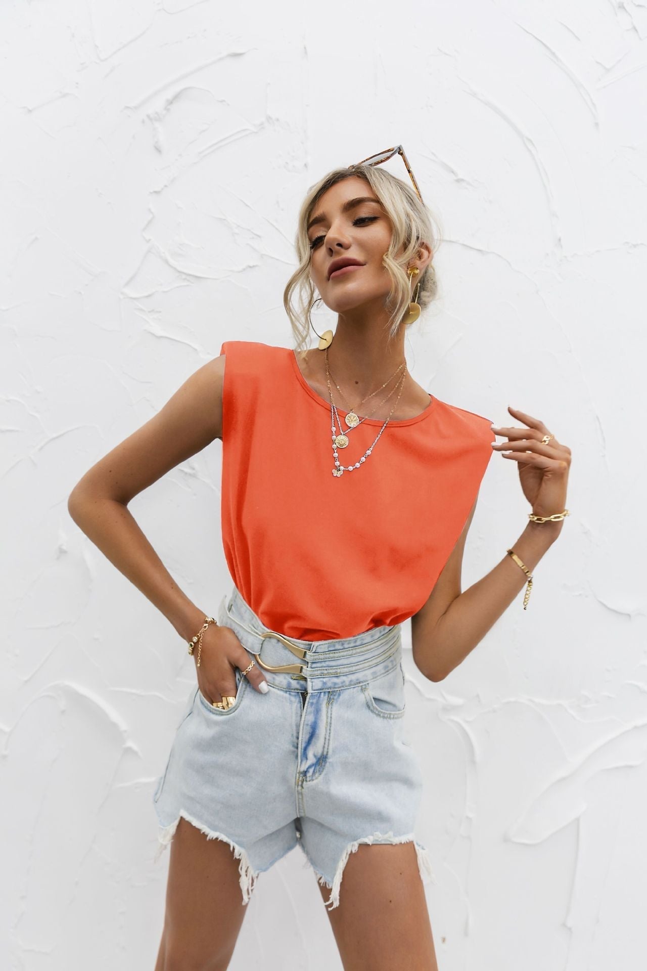 Women’s Short Sleeve Top – Relaxed Fit – Extended Shoulders – Lightweight Cotton Blend