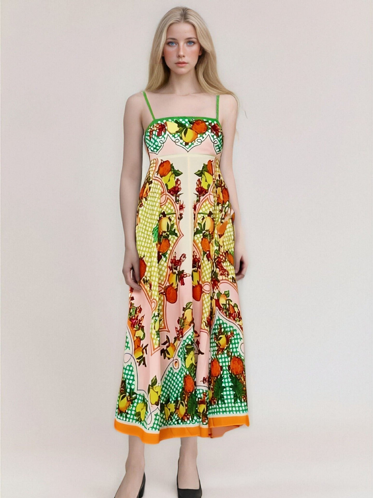 Women’s Maxi Dress – Strapless High Waist – Flowy Fit – Abstract Print