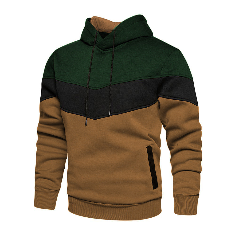 Men's Cotton Blend Colorblock Hooded Sweatshirt With Side Pockets Loose Fit Casual Everyday Wear