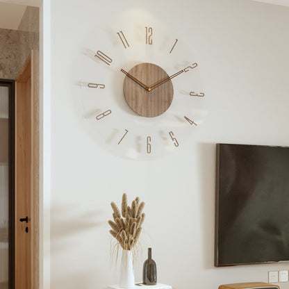 Nordic Design Wooden Wall Clock Silent Sweep Minimalist Home Decor for Living Rooms and Offices