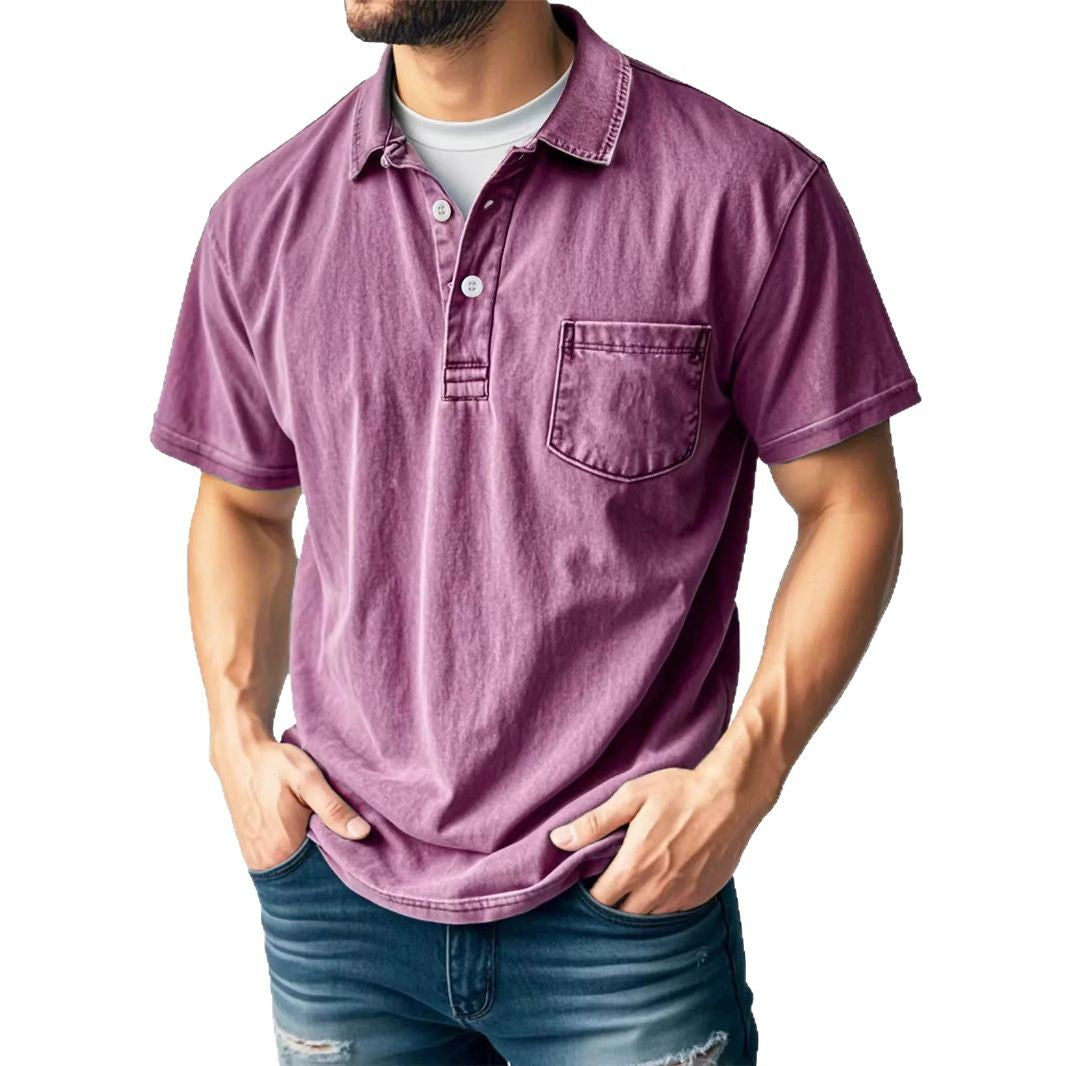 TrendAura Mens Polo Shirt Green Relaxed Fit Short Sleeve Breathable Material Chest Pocket Casual Summer Top