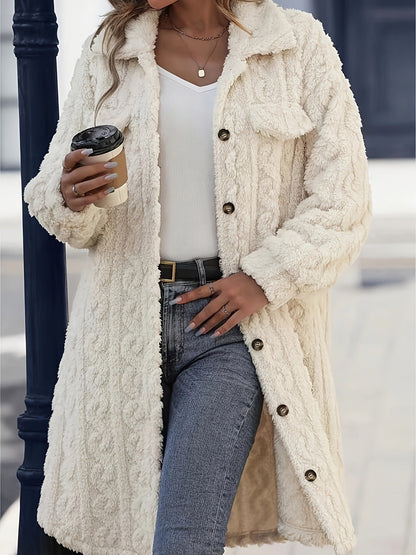 Women Plush Long Coat For Winter Cozy Warmth Effortless Chic Everyday City Wear Essentials