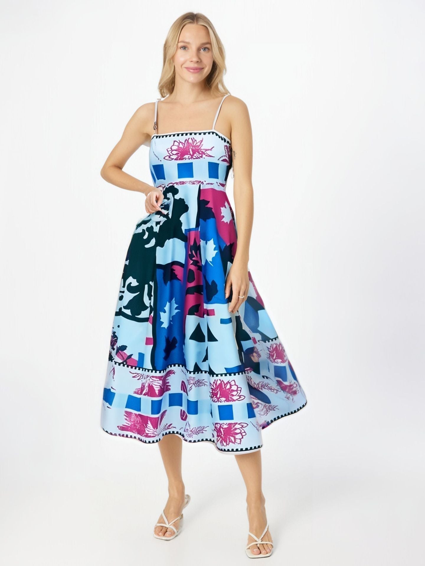 Women’s Maxi Dress – Strapless High Waist – Flowy Fit – Abstract Print