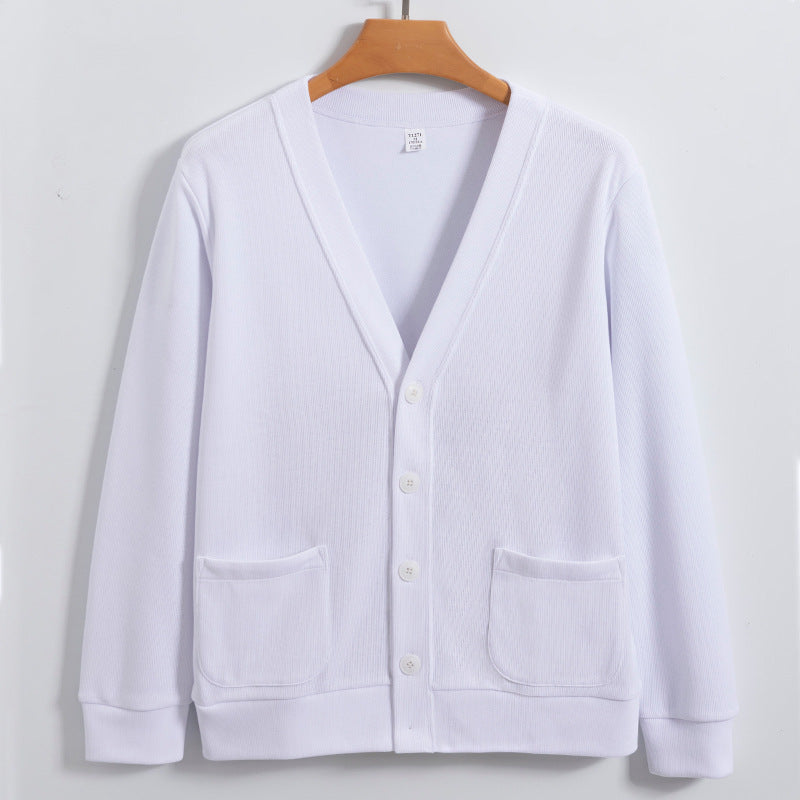 Mens Cardigan Cotton Knit Relaxed Fit V Neck Button Closure With Pockets Casual Sweater