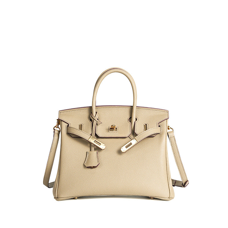 TrendAura Jessica Structured Leather Handbag - Timeless Elegance With Flap Closure And Detachable Strap