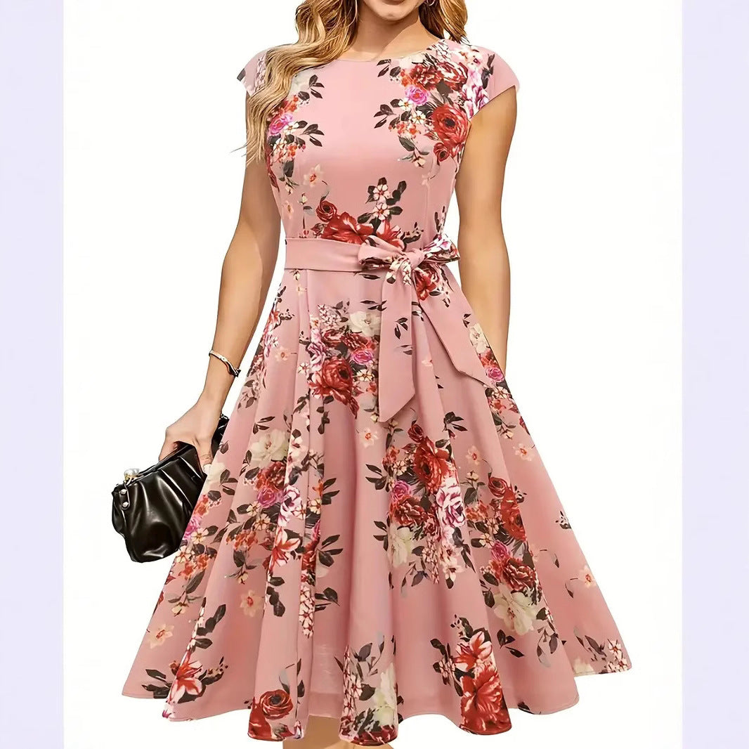 Elodie Midi Dress With Waist Tie Belt, Effortless Chic For Everyday Women, Flattering Silhouette