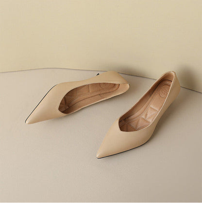 Women's Slip-On Pumps with Pointed Toe and Low Kitten Heel