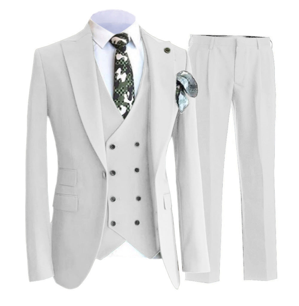 Men's Slim Fit Double Breasted Vest Set with Peak Lapel for Formal Suit Jacket and Pants