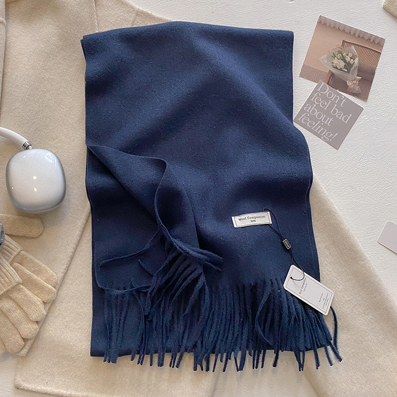 Women's Plain Tassel Scarf with Soft Fabric and Versatile Style