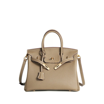 TrendAura Jessica Structured Leather Handbag - Timeless Elegance With Flap Closure And Detachable Strap