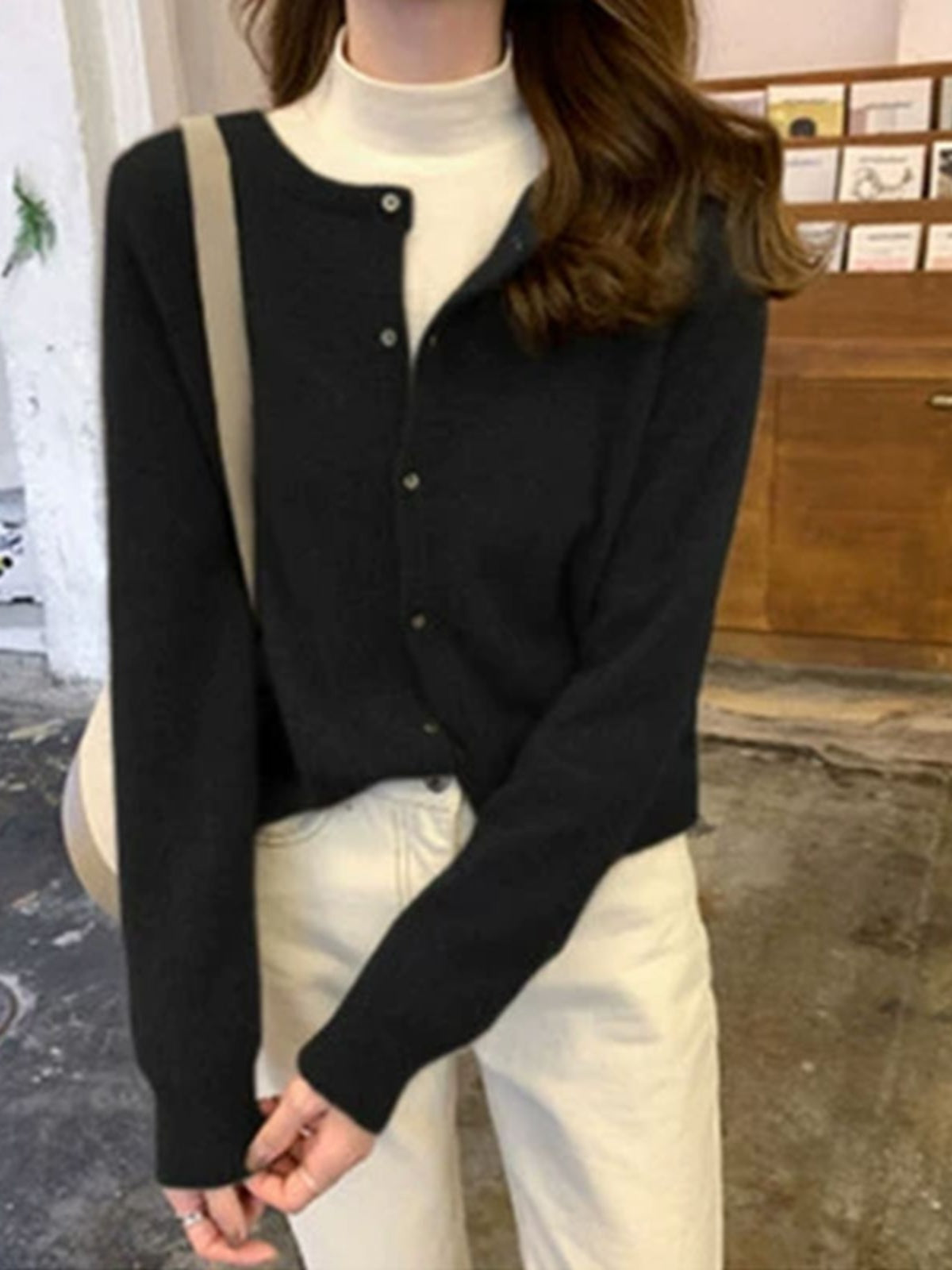 Women’s Cardigan – Relaxed Fit – Soft Knit – Button Front – Ribbed Trim