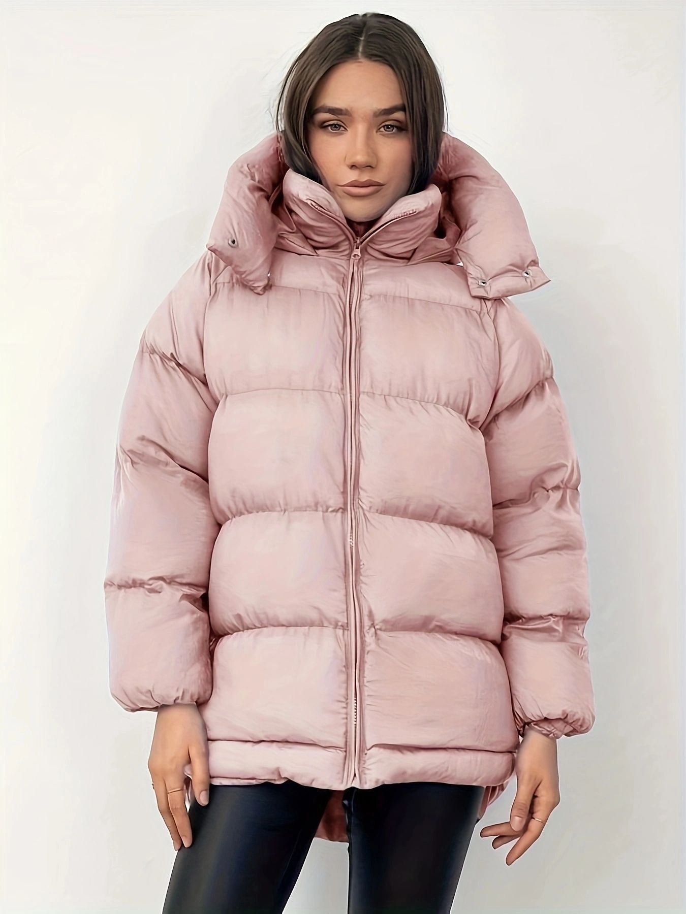 Quilted Mid-Length Coat Unisex Insulated Warmth With Thick Cotton-Polyester Fill For Winter