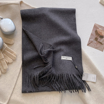 Women's Plain Tassel Scarf with Soft Fabric and Versatile Style