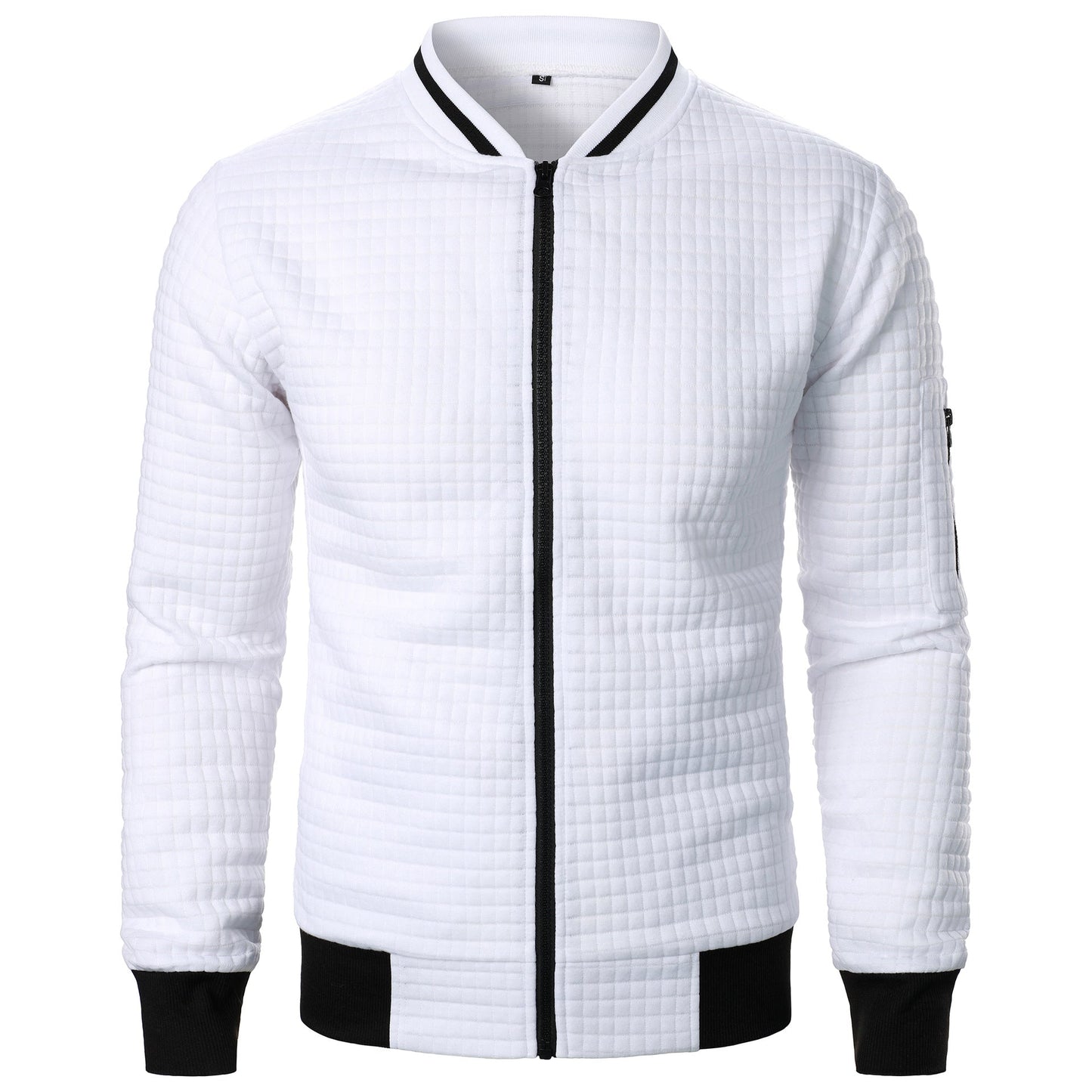 TrendAura Men's Quilted Bomber Jacket With Zipper Closure Ribbed Collar And Cuffs Regular Fit