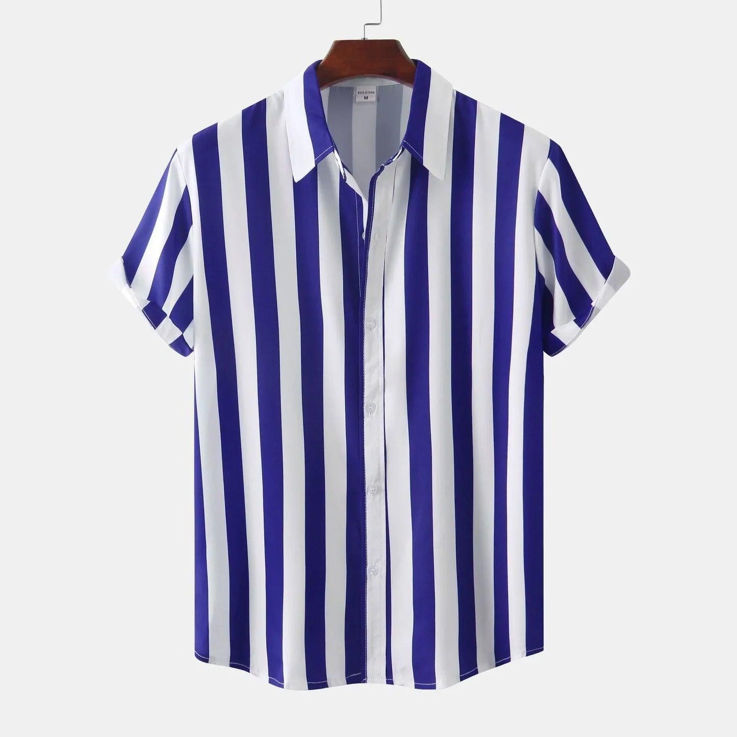 Short Sleeve Button-Down Shirt For Men | Vertical Stripes