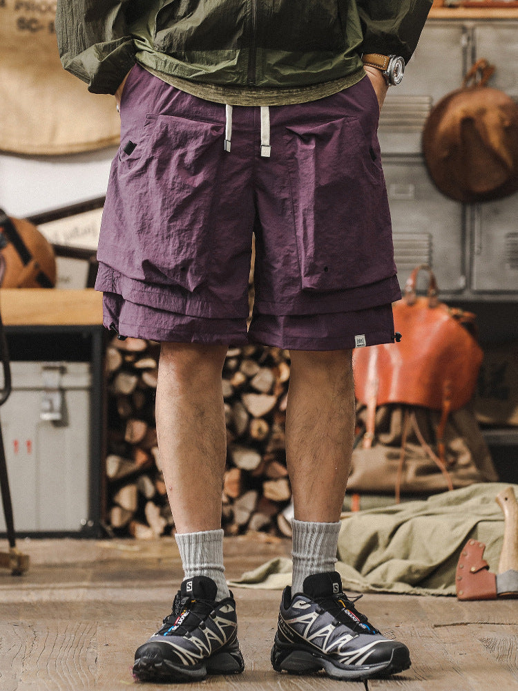 Men's Cargo Shorts Relaxed Fit Quick Dry Mesh Pocket Adjustable Waist For Outdoor Performance