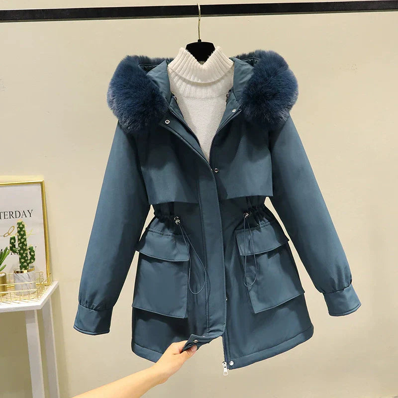 Women’s Parka Jacket – Tailored Fit – Faux Fur Hood – Quilted Lining – Zip Front